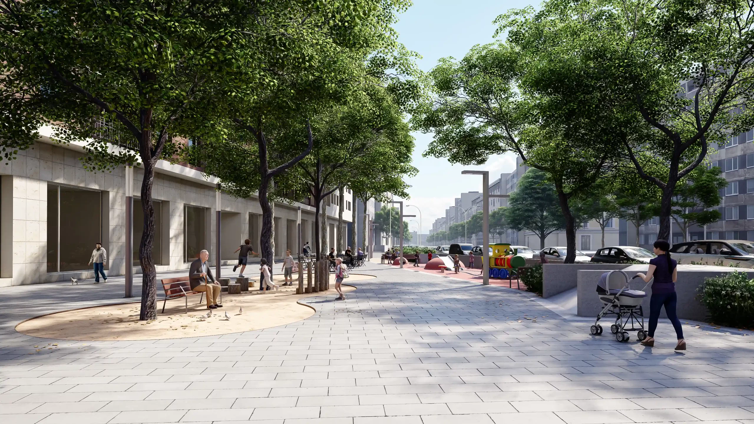 render urbano de plaza