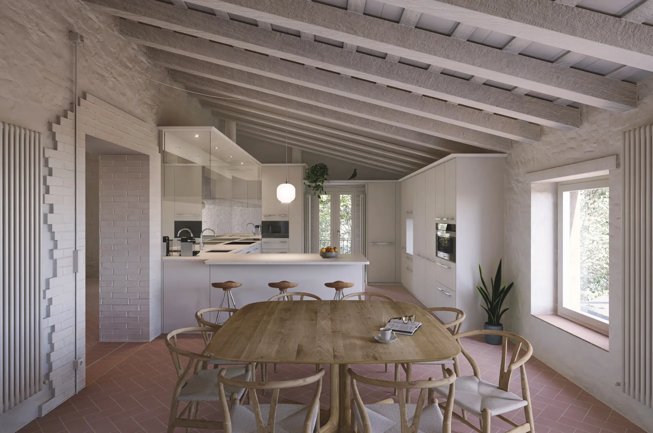 Render interior reforma cocina integral