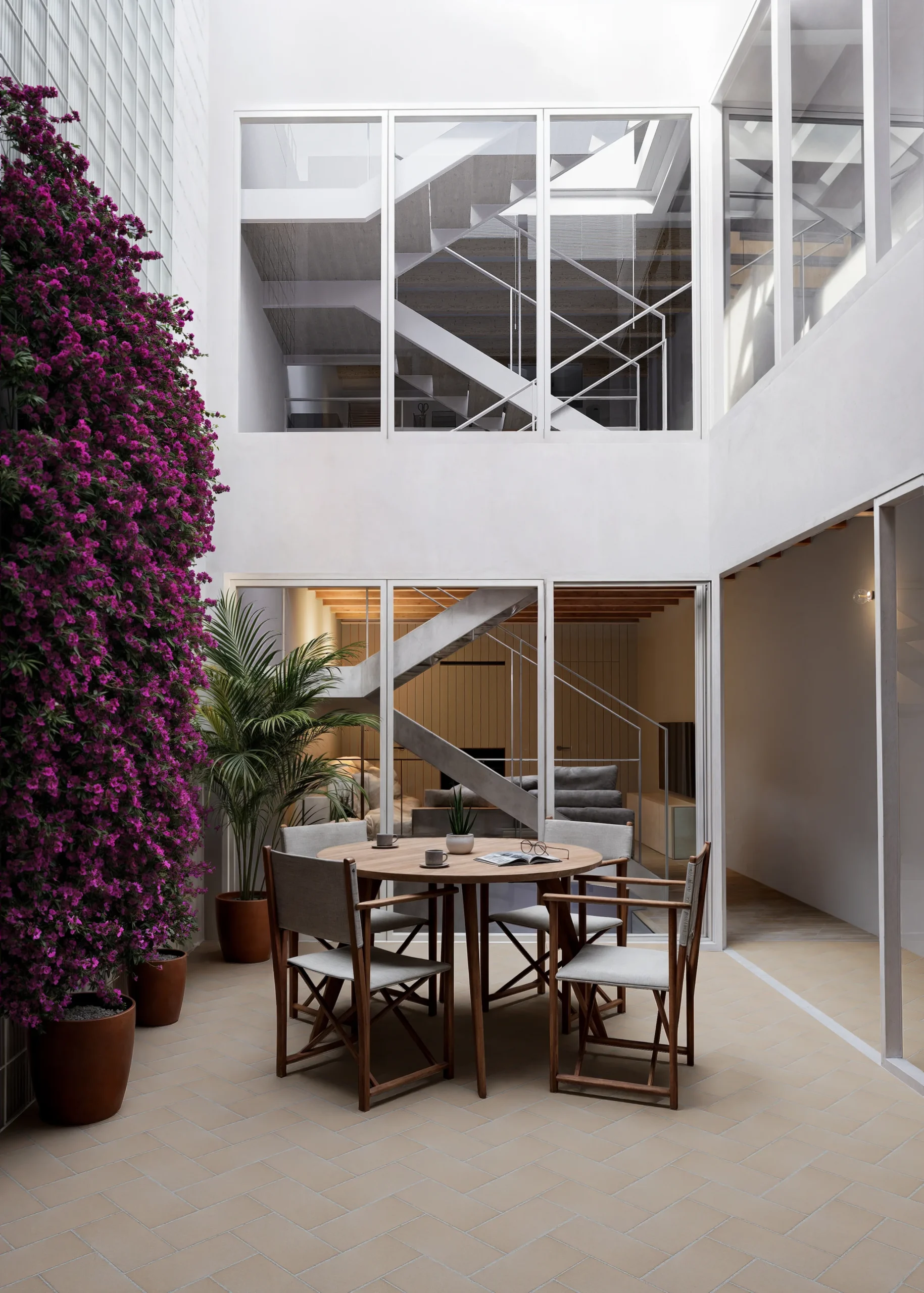 Render patio interior de luces