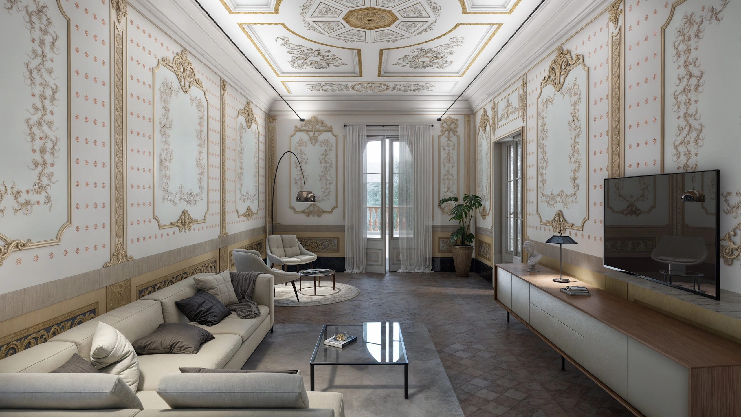 diseño 3d restauración vivienda antigua